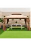 New Roma 3x4m Aluminum Gazebo with Curtains & Mosquito Nets - Beige - 1 Year Warranty