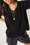 Women's V-Neck Washable Soft Black Sweater