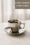 Modern Glass Silver Colored Coffee Cup Set of 6 – Silver Coffee Cup - 6 Cups + 6 Saucers