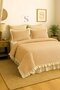 Orange-Beige 100% Cotton Ruffled Yarn-Dyed Double Duvet Cover Set, Modern Striped Duvet Cover Set - 2