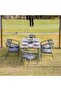 Amanda 1 + 6-Seater Outdoor Dining Set - Black Texteline, 1 Year Warranty, Ideal for Outdoor Living - 2