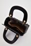 Black Embossed Patterned Handbag - 3