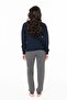 Women's Crew Neck Long Sleeve Pajama Set S26121 Bandaged Legs Comfortable Fabric - 3