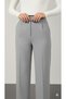 Women's Gray Palazzo Pants High Waist, Pockets, Velcro Closure - 2