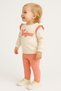 Baby Girl Bonjour Embroidered 2-Piece Set with Ruffle Detail on Sleeves, Sweatshirt and Pink Polka Dot Bottoms, 3-6-9-12 Months - 2