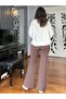 Brown Elastic Waist Flare Pants - 4