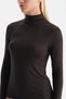 Dark Brown Modal Cashmere Turtleneck Long Sleeve Top - 5