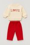 Baby Girl Love Embroidered 2-Piece Set Sweatshirt and Sweatpants 3-Thread Ribbed Winter 6-24 Months - 3