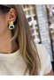 Brand Model Gold Color Blue Stone Earrings - 2