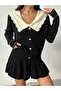 Women's Black Elegant Collar Blouse Skirt Knit Top and Bottom Set - 3