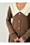 Women's Brown Stylish Collar Blouse Skirt Bottom Top Knitwear Set - 6