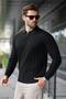 Black Half Zip Polo Neck Knitwear Sweater E7426 - 3