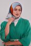 وشاح قطني بنمط هندسي مختلط باللون الأزرق البترولي