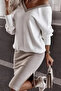 New Season Women's Long Sleeve V-Neck Viscose Two Thread Blouse and Mini Skirt Two-Piece Set - 6