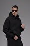 Oversize Fit Kangaroo Pocket Hooded Straight Bottom Top Set - 3