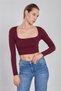 Women's Square Neck Bodysuit - Burgundy