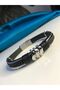 Parigi Steel Rope and Black Color Leather Model Stylish Design Men's Bracelet Gift for Lover Wife - 7