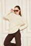 Cream Openwork Oversize Knit Sweater