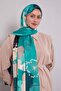 Green Floral Pattern Twill Shawl - 2