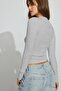 Gray Crew Neck Slim Fit Women's Bodysuit Mg2564 - 4