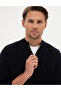 Navy Blue Slim Fit High Neck Zippered Knitwear Sweater 50317363-Vr033 - 2