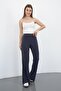 Nira Women's Maxi Size Flared Sandy Trousers-Smoked - 2