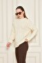 Cream Openwork Oversize Knit Sweater - 7
