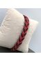Burgundy Braided and Black Color Men's Model Steel Bracelet Gift for Lover, Friend, Father - 2