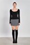Women's Front Back Boat Neck Bodysuit - Black - 4