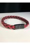 Burgundy Braided and Black Color Men's Model Steel Bracelet Gift for Lover, Friend, Father