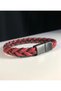 Burgundy Braided and Black Color Men's Model Steel Bracelet Gift for Lover, Friend, Father - 3