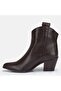 Large Size Women's Short Cowboy Boots 41-42-43-44-45-Brown Leather - 8