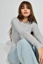 Gray Crew Neck Slim Fit Women's Bodysuit Mg2564