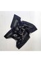 Black Beige Edge Line Middle Flower Pattern Detailed 100% Cotton Voile Bandana Scarf