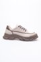 Women's Leather Sneaker Lace-Up Sports Shoes Beige Mareo - 3