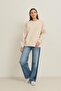 Cream Crew Neck Stone Detailed Long Sleeve Sweatshirt - 3