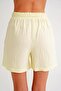 4548 Women's Elastic Waist Muslin Shorts Pastel Yellow - 6