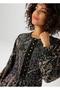 Women's Plus Size Green, Crochet Elastic Detail, Floral Pattern Viscose Long Dress 65N39178 - 7
