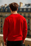 Men's Crew Neck Oversize Red Sweater - 3