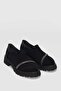 Nivan Women's Loafer with Stone Detail on the Front - Black Suede