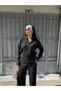 Women's Black Zippered Cardigan and Pants Knitwear Set - 2