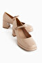 Junis Beige Patent Leather Women's Platform Heeled Shoes - 4