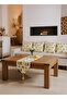 Lemon Flower Patterned Modern Decorative 4-Piece Throw Pillow Cover and Tasseled Runner Table Coffee Table Cover Set - 3