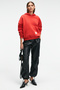 Clarie Women's Organic Cotton Oversize Kangaroo Pocket Hooded Red Sweatshirt - 6