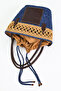 Jutty Cobalt Blue Straw Beach Bag with Tan Leather Handles, Macrame Detail Bohemian Shoulder Bag Drawstring Tote - 2