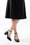 Women's Platform Heels, Black Leather, Heel Height Seven Centimeters