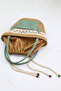 Jutty Bohemian Macrame Detailed Wicker Bag Water Green Handle Summer Shoulder and Tote Bag with Internal Drawstring - 2