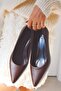 Pointed Toe Short Kitten Heel Comfortable Stylish Women's Stiletto Shoes Bitter Brown Skin - 2