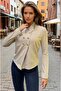 Women's Beige Mock Neck Slim Spring Stylish Jacquard Knitted Jacket (a Unlined 3512231