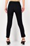 Women Cigarette Fit Textured Straight Leg Pants, Black - 2